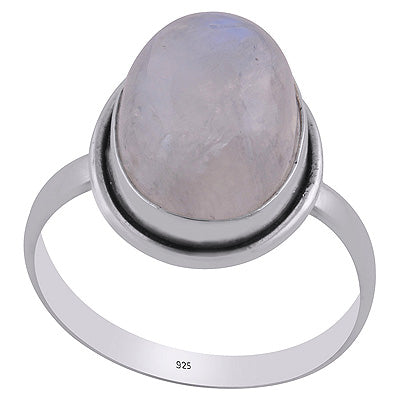 Beautiful Seated Gemstone Rainbow Moonstone Oval Shape 925 Sterling Solid Silver Rings - R3401564-442