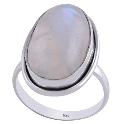 Beautiful Seated Rainbow Moonstone Oval Shape 925 Sterling Solid Silver Ring - R3401564-464