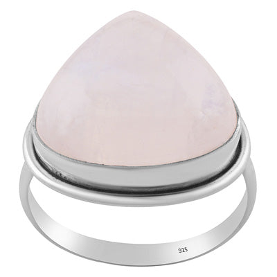 Beautiful Seated Rainbow Moonstone Pear Shape 925 Sterling Solid Silver Ring - R3401564-474