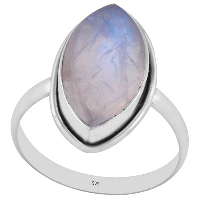 Beautiful Seated Rainbow Moonstone Marquise Shap 925 Sterling Solid Silver Ring - R3401564-475