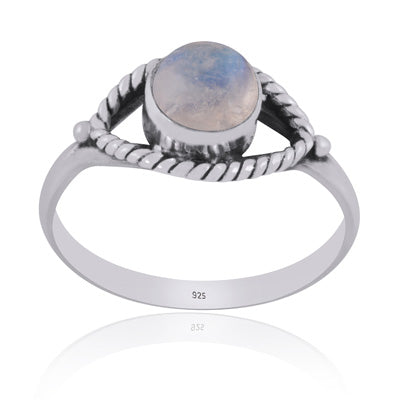 Stunning Handwork Around Rainbow Moonstone Round Shape 925 Sterling Solid Silver Ring - R3401581-10