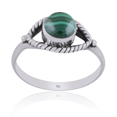 Stunning Handwork Around Malachite Round Shape 925 Sterling Solid Silver Ring - R3401581-27