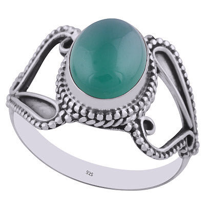 Beautiful Cut Out Shank Around Green Onyx Oval Shape 925 Sterling Solid Silver Ring - R3401585-58