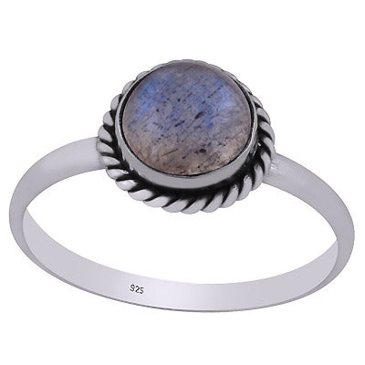Stunning Wire Work Around Labradorite Round Shape 925 Sterling Solid Silver Ring - R3401587-29
