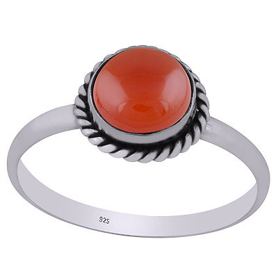 Stunning Wire Work Around Carnelian Round Shape 925 Sterling Solid Silver Ring - R3401587-32