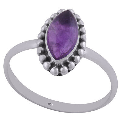 Stunning Rawa Work Around Amethyst Marquise Shape 925 Sterling Solid Silver Ring - R3401588-103