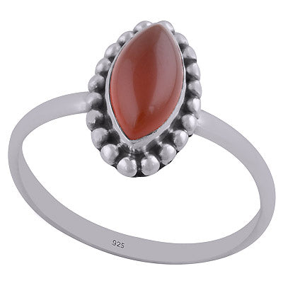 Stunning Rawa Work Around Carnelian Marquise Shape 925 Sterling Solid Silver Ring - R3401588-124