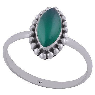 Stunning Rawa Work Around Green Onyx Marquise Shape 925 Sterling Solid Silver Ring - R3401588-127