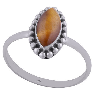 Stunning Rawa Work Around Tiger's Eye Marquise Shape 925 Sterling Solid Silver Ring - R3401588-130