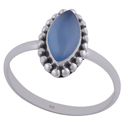 Stunning Rawa Work Around Blue Chalcedony Marquise Shape 925 Sterling Solid Silver Ring - R3401588-135