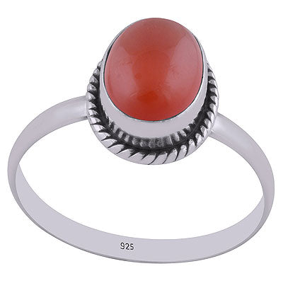 Stunning Wire Around Carnelian Oval Shape 925 Sterling Solid Silver Ring - R3401603-31