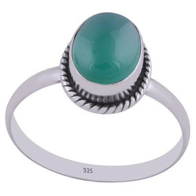 Stunning Wire Around Green Onyx Oval Shape 925 Sterling Solid Silver Ring - R3401603-32