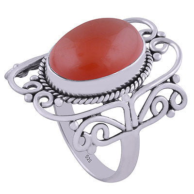 Stunning Twisted Wire Work Around Carnelian Oval Shape 925 Sterling Solid Silver Ring - R3401608-13