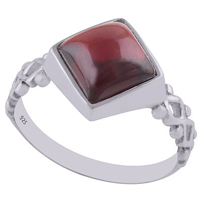 Beautiful Hand Work Around Garnet Rhombus Shape 925 Sterling Solid Silver Ring - R3401623-4