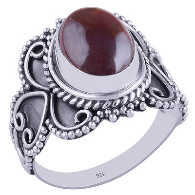 Authentic Fine Handwork Around Garnet Oval Shape 925 Sterling Solid Silver Ring - R3401635-4