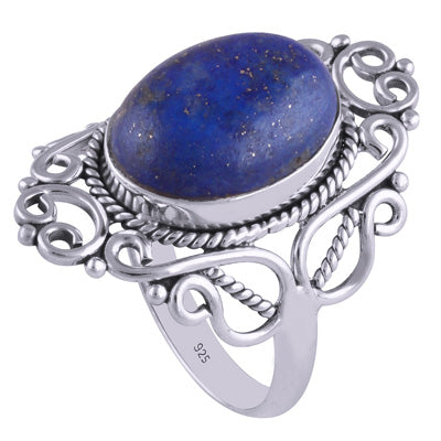 Stunning Wire,Rawa Work Around Lapis Oval Shape 925 Sterling Solid Silver Ring - R3401638-13