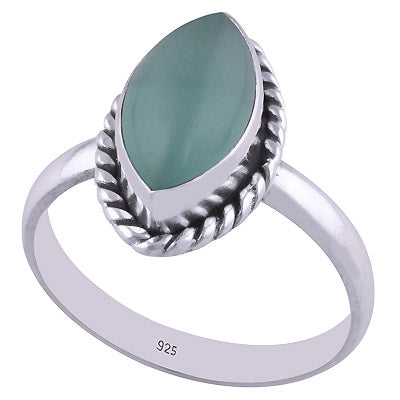Gorgeous Textured Wire Around Aqua Chalcedony Marquise Shape 925 Sterling Solid Silver Ring - R3401672-107
