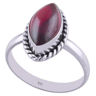 Gorgeous Textured Wire Around Garnet Marquise Shape 925 Sterling Solid Silver Ring - R3401672-5