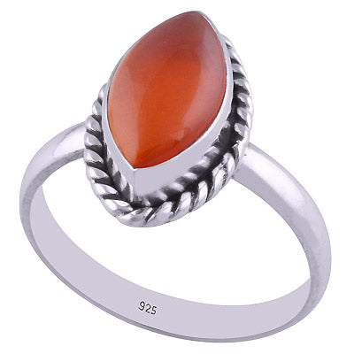 Gorgeous Textured Wire Around Carnelian Marquise Shape 925 Sterling Solid Silver Ring - R3401672-67