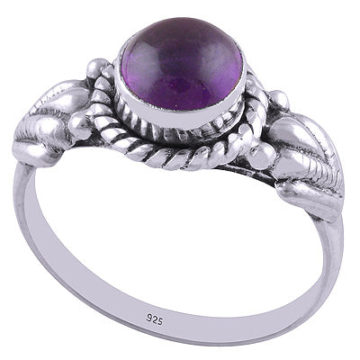 Stunning Handwork Around Amethyst Round Shape 925 Sterling Solid Silver Ring - R3401676-1