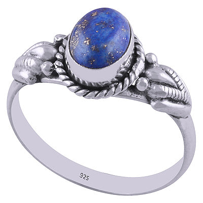 Stunning Handwork Around Lapis Oval Shape 925 Sterling Solid Silver Ring - R3401677-18