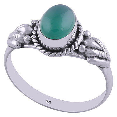 Stunning Handwork Around Green Onyx Oval Shape 925 Sterling Solid Silver Ring - R3401677-42