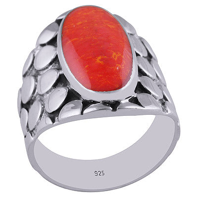 Coral 925 Sterling Silver Ring - R3401708-10