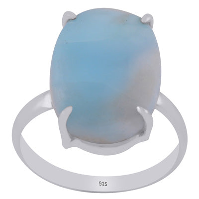 Beautiful Prong Setting Around Larimar Oval Shape 925 Sterling Solid Silver Ring - R3401730-56
