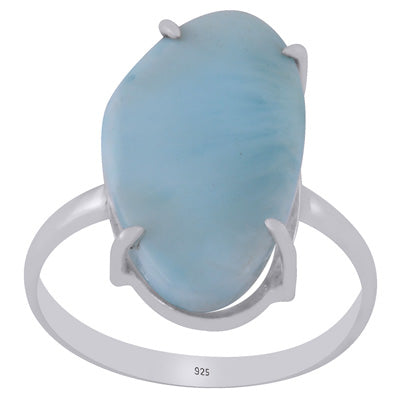Beautiful Prong Setting Around Larimar Fancy Shape 925 Sterling Solid Silver Ring - R3401730-82