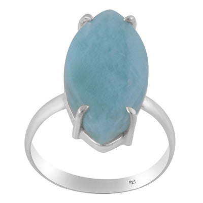 Beautiful Prong Setting Around Larimar Marquise Shape 925 Sterling Solid Silver Ring - R3401730-89