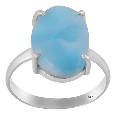 Beautiful Prong Setting Around Larimar Fancy Shape 925 Sterling Solid Silver Ring - R3401730-91