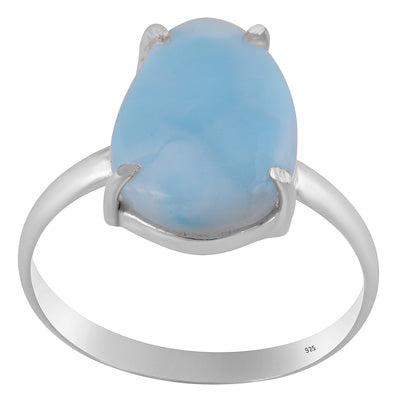 Beautiful Prong Setting Around Larimar Fancy Shape 925 Sterling Solid Silver Ring - R3401730-98