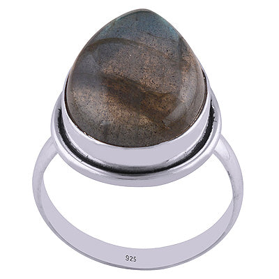 Stunning Plain Setting Labradorite Pear Shape 925 Sterling Solid Silver Ring - R3401732-212