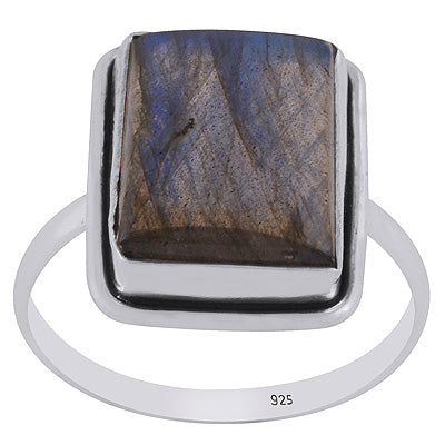 Beautiful Stone Labradorite Rectangle Shape 925 Sterling Solid Silver Rings - R3401732-273