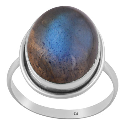 Beautiful Stone Labradorite Oval Shape 925 Sterling Solid Silver Ring - R3401732-281