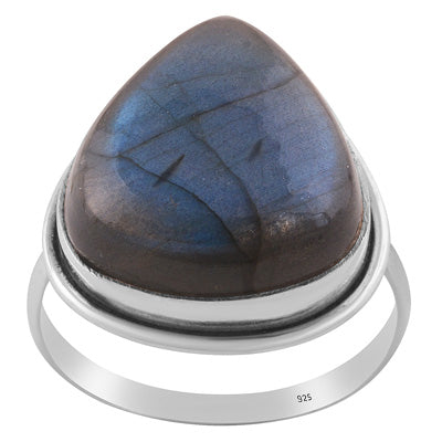 Beautiful Stone Labradorite Pear Shape 925 Sterling Solid Silver Ring - R3401732-285