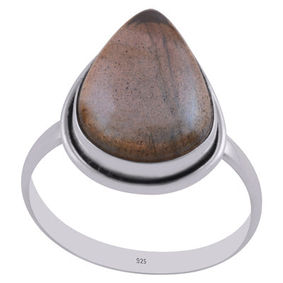 Beautiful Stone Labradorite Pear Shape 925 Sterling Solid Silver Ring - R3401732-286
