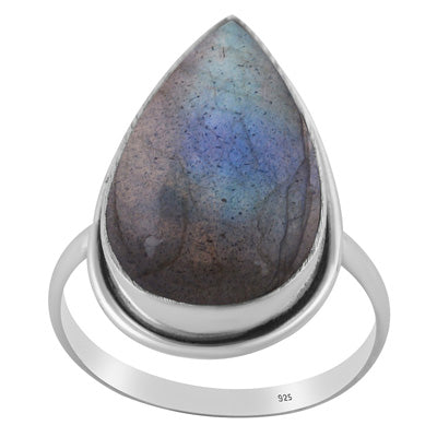 Beautiful Stone Labradorite Pear Shape 925 Sterling Solid Silver Ring - R3401732-287