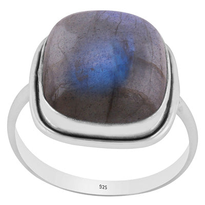 Beautiful Stone Labradorite Cushion Shape 925 Sterling Solid Silver Ring - R3401732-290