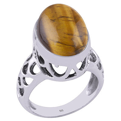 Tiger's Eye 925 Sterling Silver Ring - R3401740-13