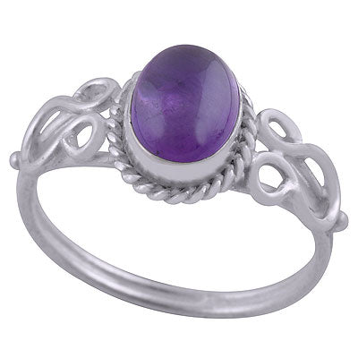 Gorgeous Handcrafted Work Around Amethyst Oval Shape 925 Sterling Solid Silver Ring - R3401744-51