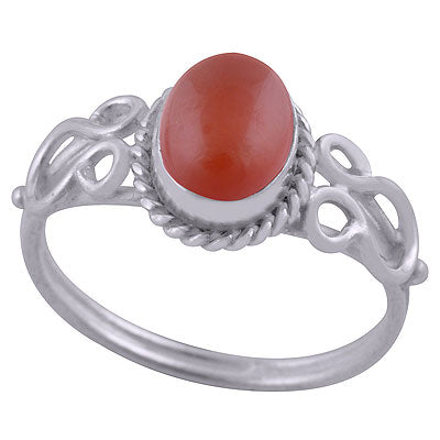 Gorgeous Handcrafted Work Around Carnelian Oval Shape 925 Sterling Solid Silver Ring - R3401744-57