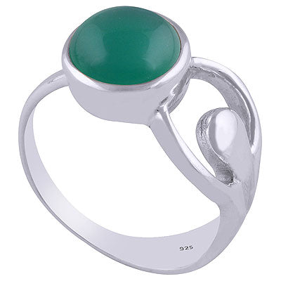 Gorgeous Cut Out Shank Around Green Onyx Round Shape 925 Sterling Solid Silver Ring - R3401752-10
