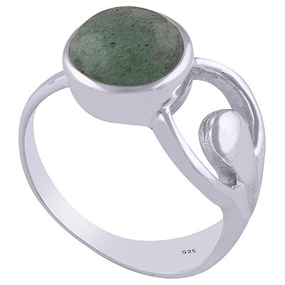 Gorgeous Cut Out Shank Around Green Aventurine Round Shape 925 Sterling Solid Silver Ring - R3401752-11