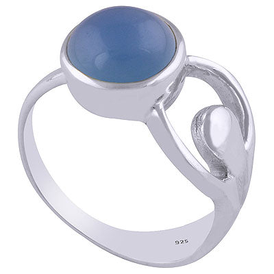 Gorgeous Cut Out Shank Around Blue Chalcedony Round Shape 925 Sterling Solid Silver Ring - R3401752-13
