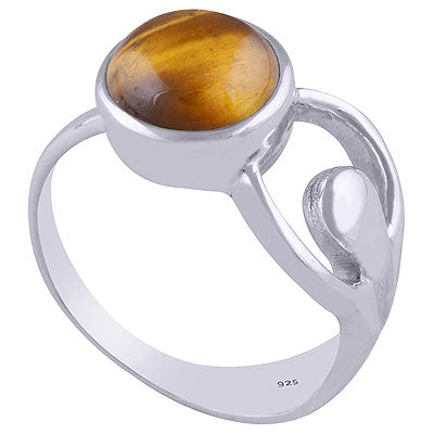 Gorgeous Cut Out Shank Around Tiger's Eye Round Shape 925 Sterling Solid Silver Ring - R3401752-14