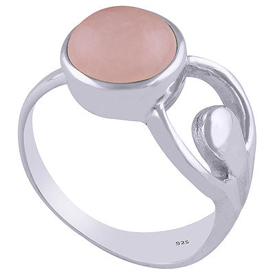 Gorgeous Cut Out Shank Around Rose Quartz Round Shape 925 Sterling Solid Silver Ring - R3401752-15