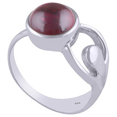 Gorgeous Cut Out Shank Around Garnet Round Shape 925 Sterling Solid Silver Ring - R3401752-4