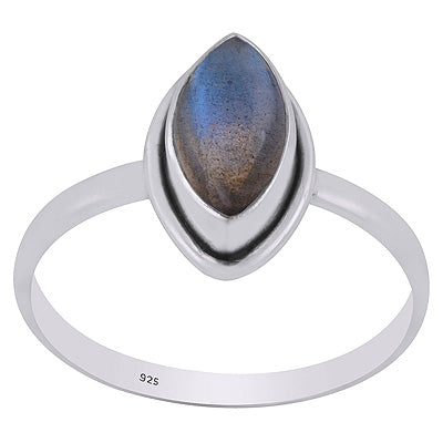 Beautiful Plain Labradorite Marquise Shape 925 Sterling Solid Silver Ring - R3401766-18