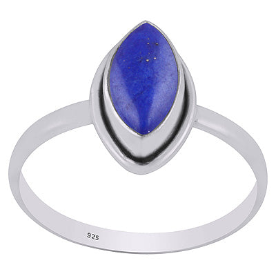 Beautiful Plain Lapis Marquise Shape 925 Sterling Solid Silver Ring - R3401766-21